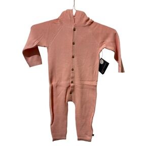 Modern Moments Gerber Baby Girl Waffle Knit Hooded Romper Union Suit Peach‎ 24M
